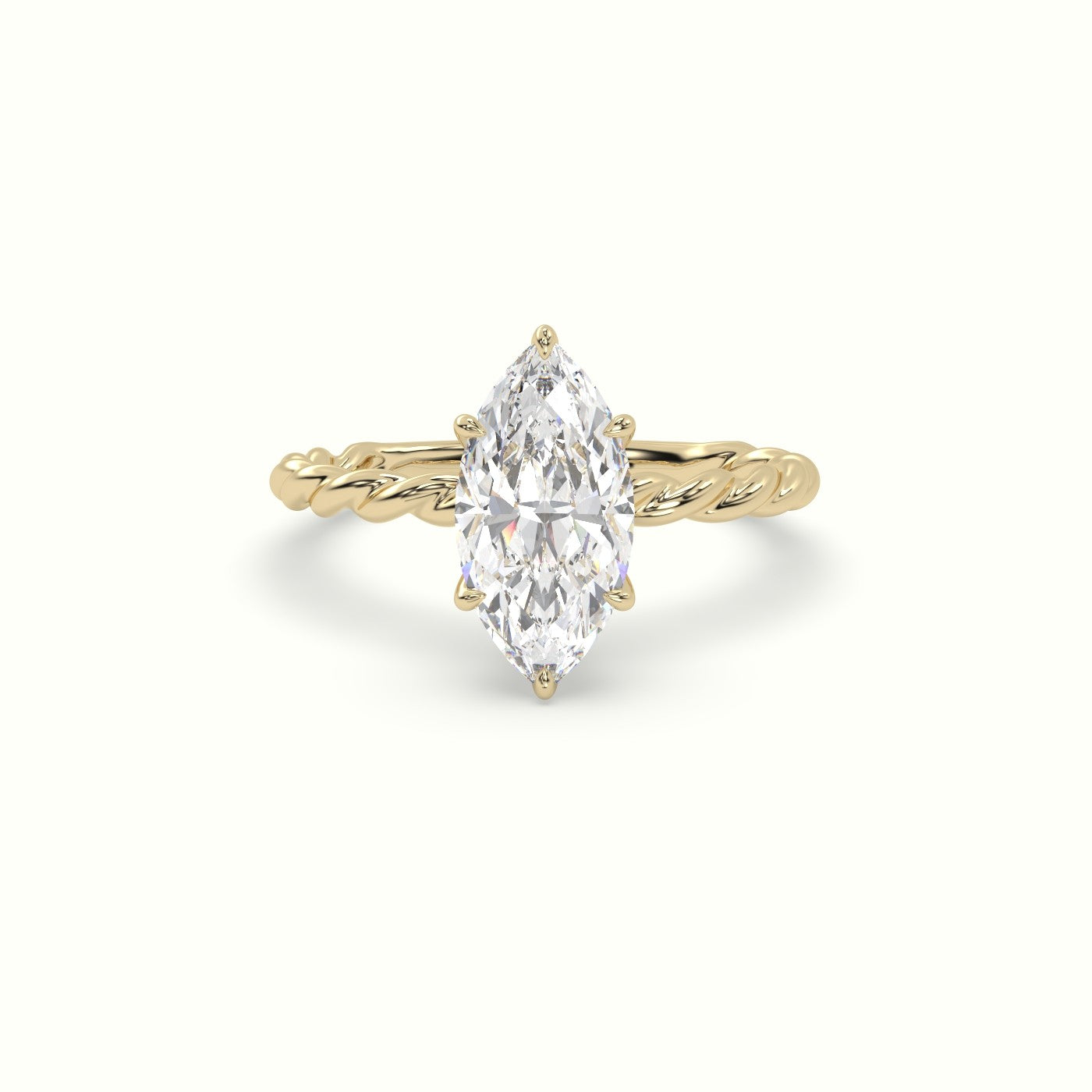 Marquise Cut Diamond Solitaire Engagement Ring — Yellow Gold
