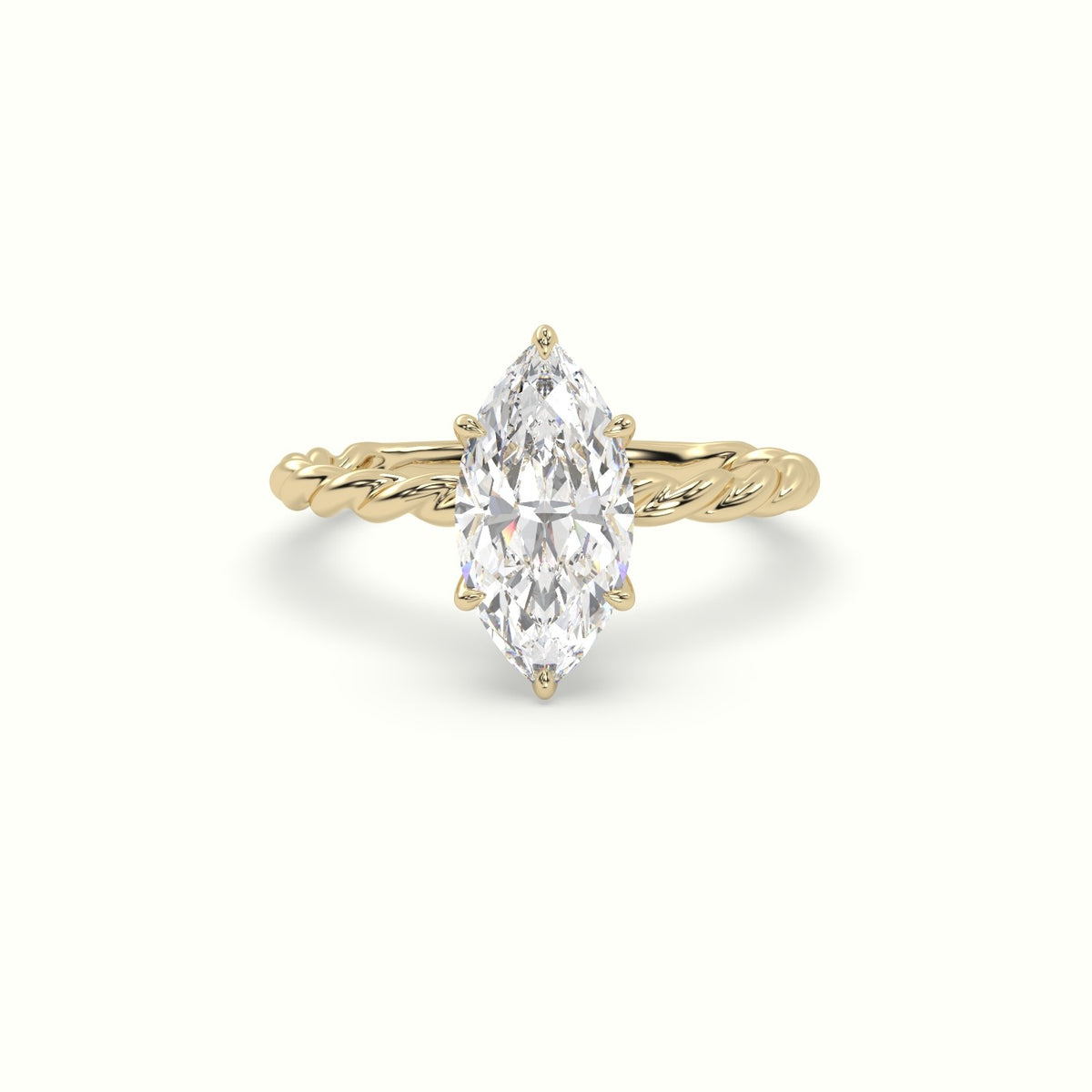 Marquise Cut Diamond Solitaire Engagement Ring — Yellow Gold