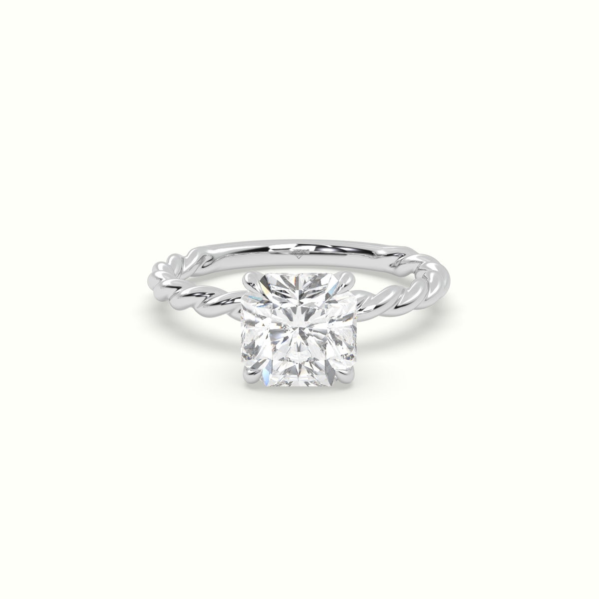 Asscher Cut Diamond Solitaire Engagement Ring — White Gold