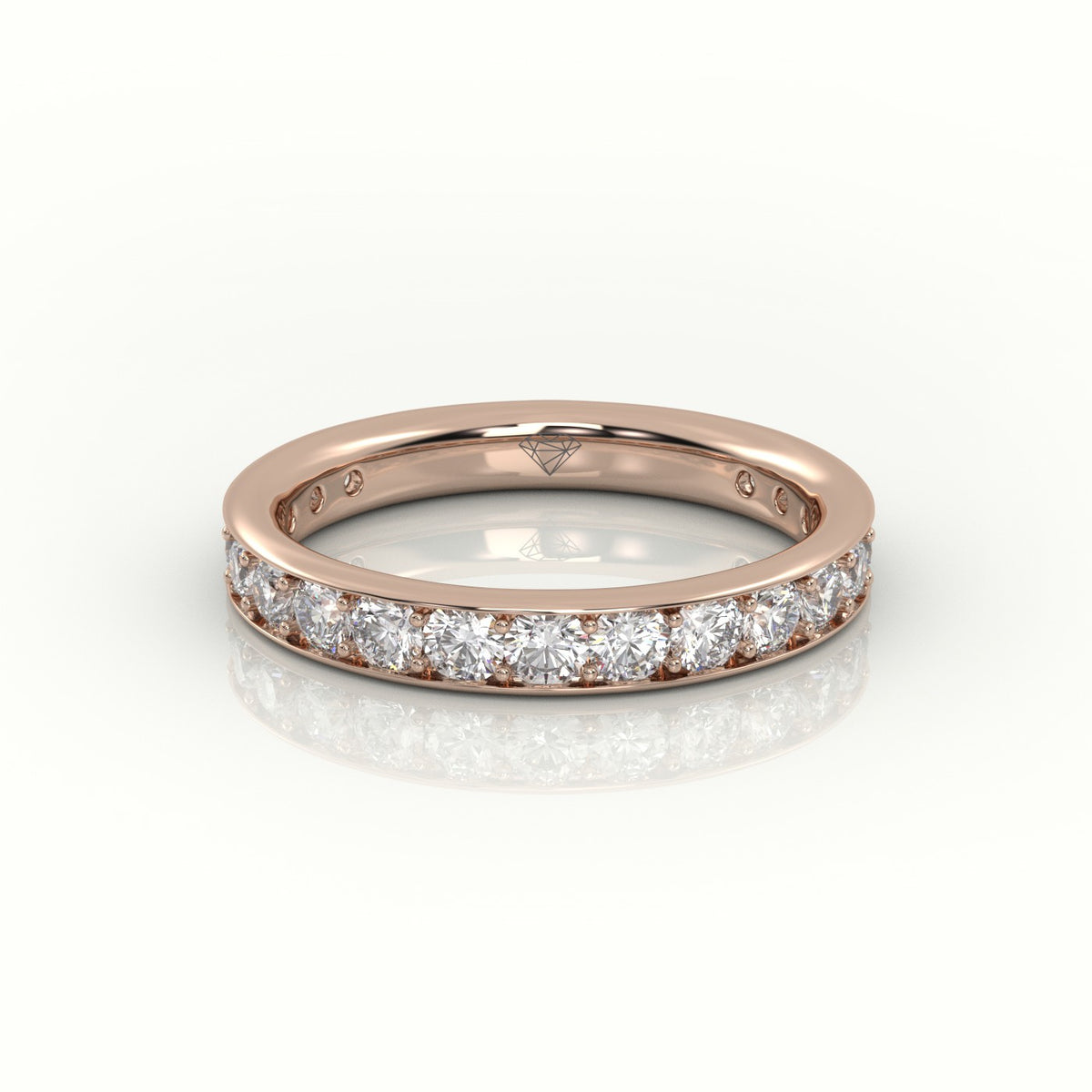 Round Cut Channel Set Eternity Band — Rose Gold