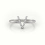 Round Cut Diamonds “V” Initials Monogram Alphabet Ring — White Gold