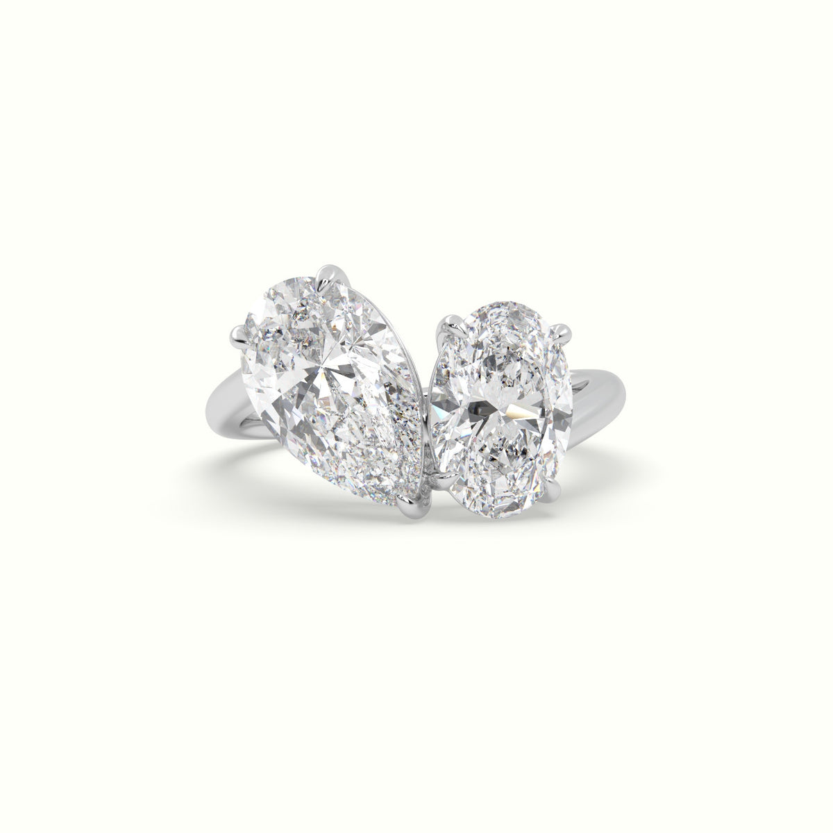 Oval & Pear Toi Moi Ring — White Gold