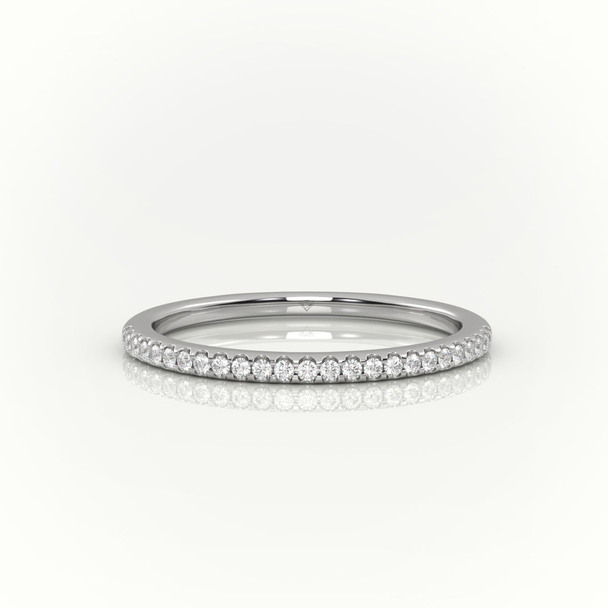 Round Cut Diamond Scallop Set Half Eternity Band — White Gold