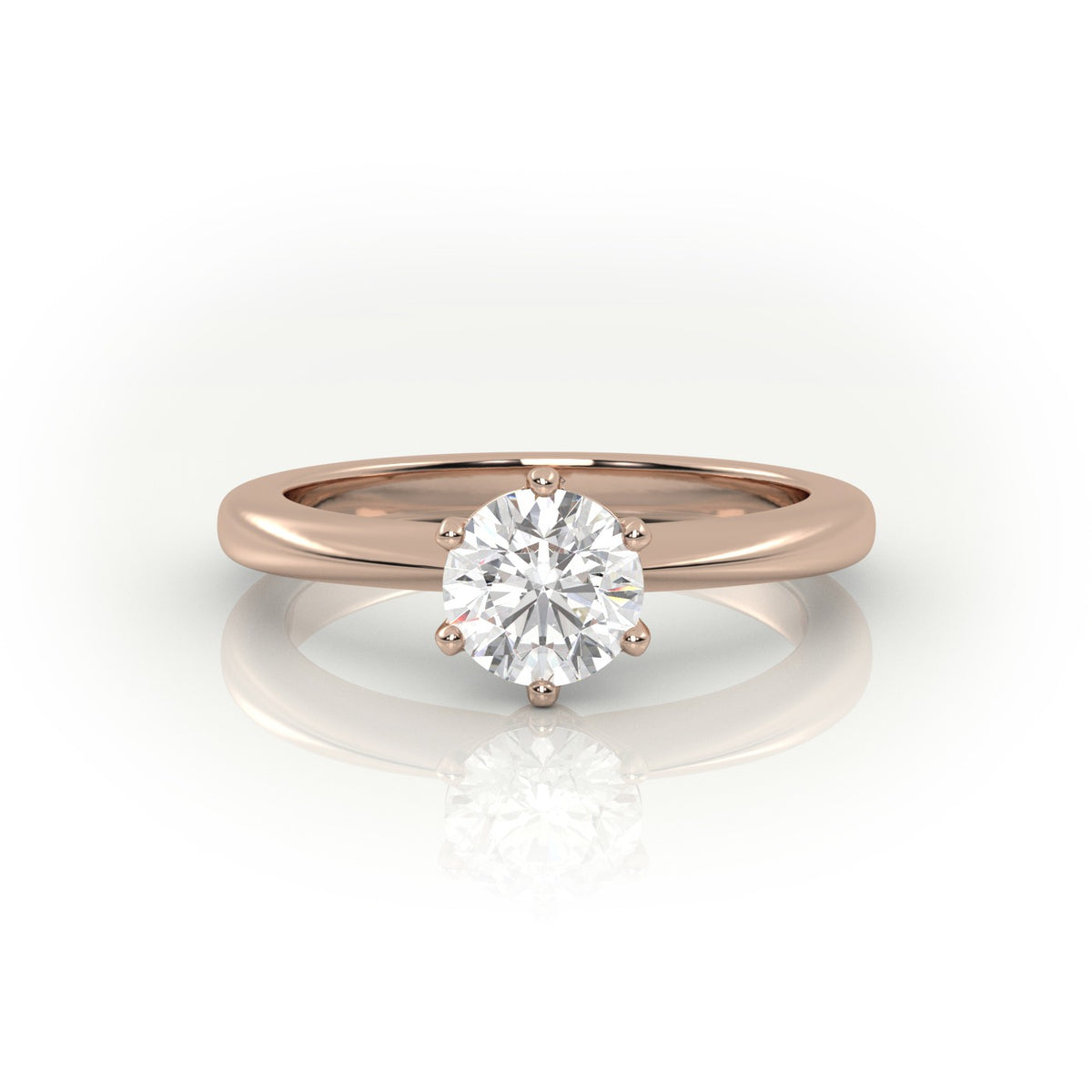 Round Cut 6 Prongs Solitaire Engagement Ring — Rose Gold