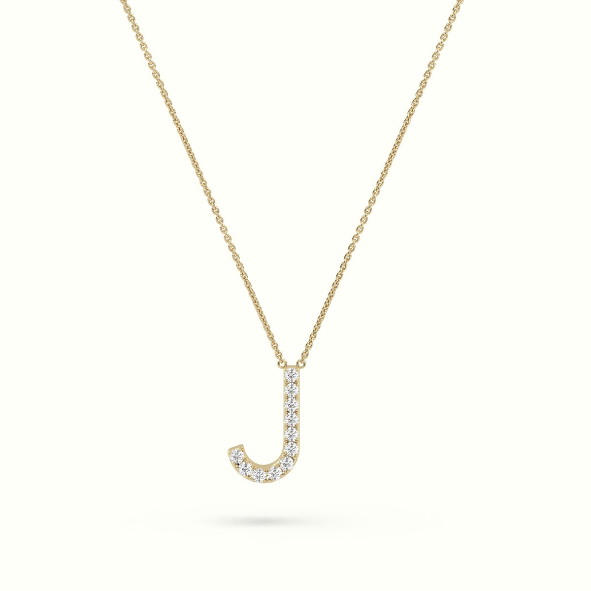 Initial "J" Diamond Necklace - 18k Gold — Yellow Gold