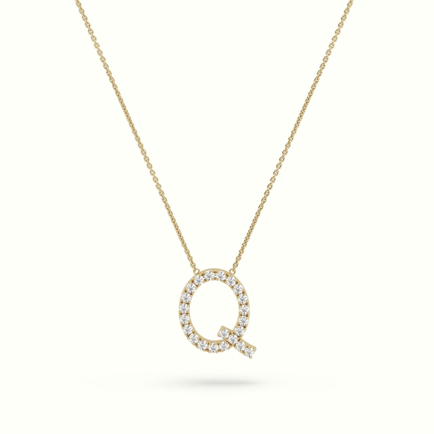 Initial "Q" Diamond Necklace - 18k Gold — Yellow Gold
