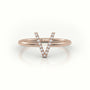 Round Cut Diamonds “V” Initials Monogram Alphabet Ring — Rose Gold