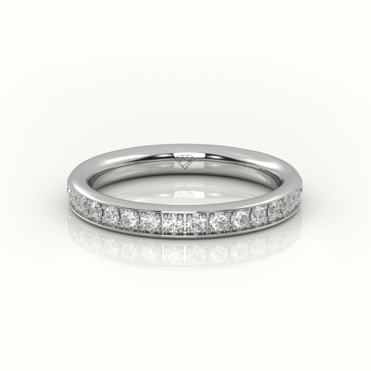 Round-Cut Diamonds Channel Setting Eternity Wedding Band — White Gold