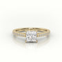 Princess Cut Diamond 4 Prongs Pave Setting Engagement Ring — Yellow Gold