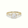 Princess Diamond Solitaire Side Stone Engagement Ring — Yellow Gold