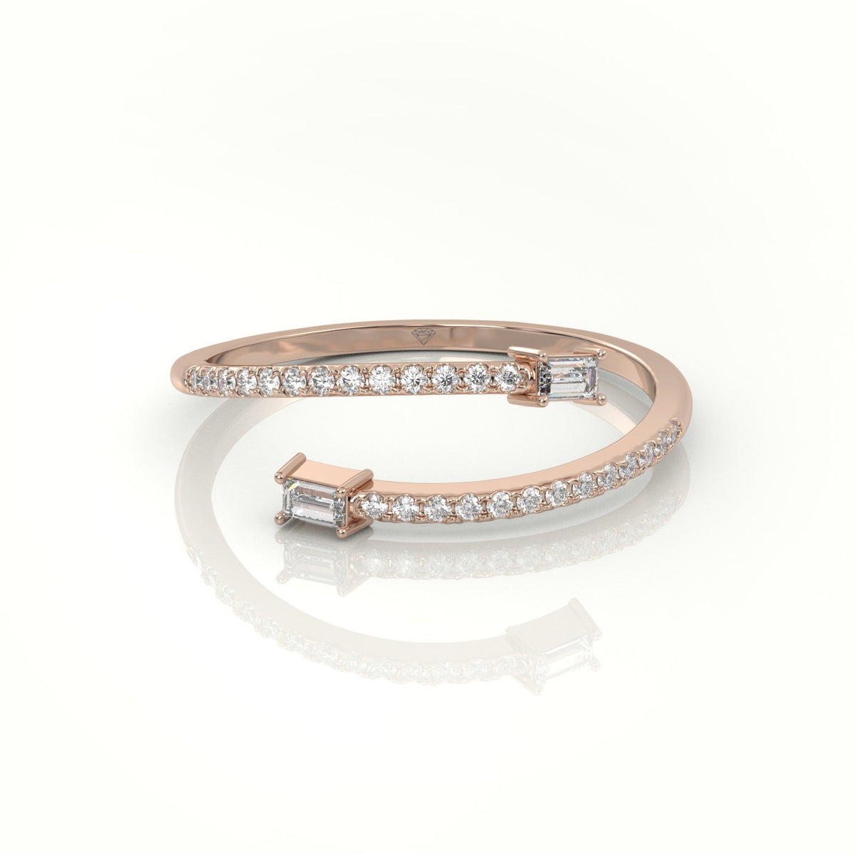 Emerald Cut Diamond Open Channel Setting Ring — Rose Gold