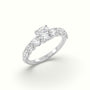 Classic Round Diamond Side-Stone Engagement Ring — White Gold