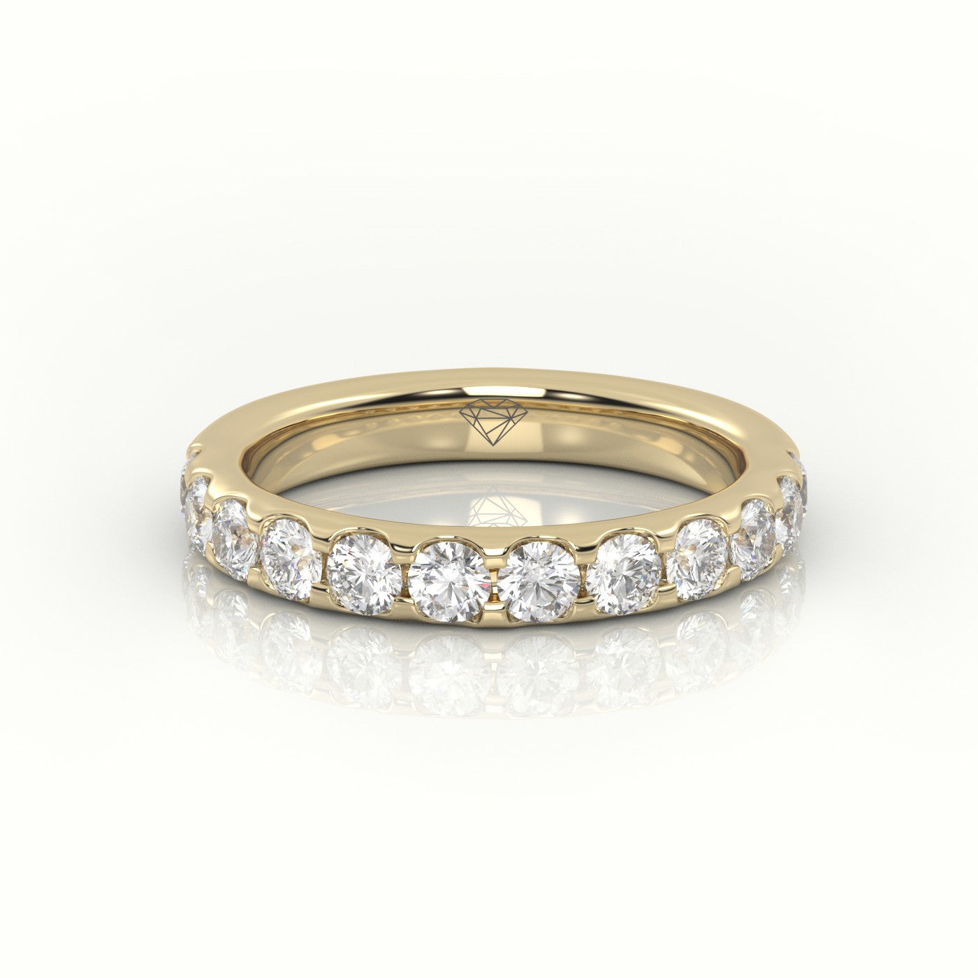 Round-Cut Diamonds Scallop Setting Eternity Wedding Band — Yellow Gold