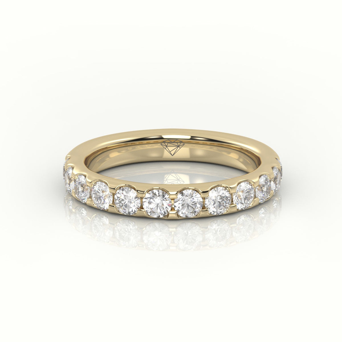 Round-Cut Diamonds Scallop Setting Eternity Wedding Band — Yellow Gold