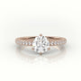 Round Cut Diamond 6 Prongs Pave Setting Engagement Ring — Rose Gold