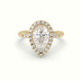 Pear Cut Halo Diamond Engagement Ring — Yellow Gold