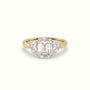 Emerald Diamond Trilogy Half Moon Engagement Ring — Yellow Gold