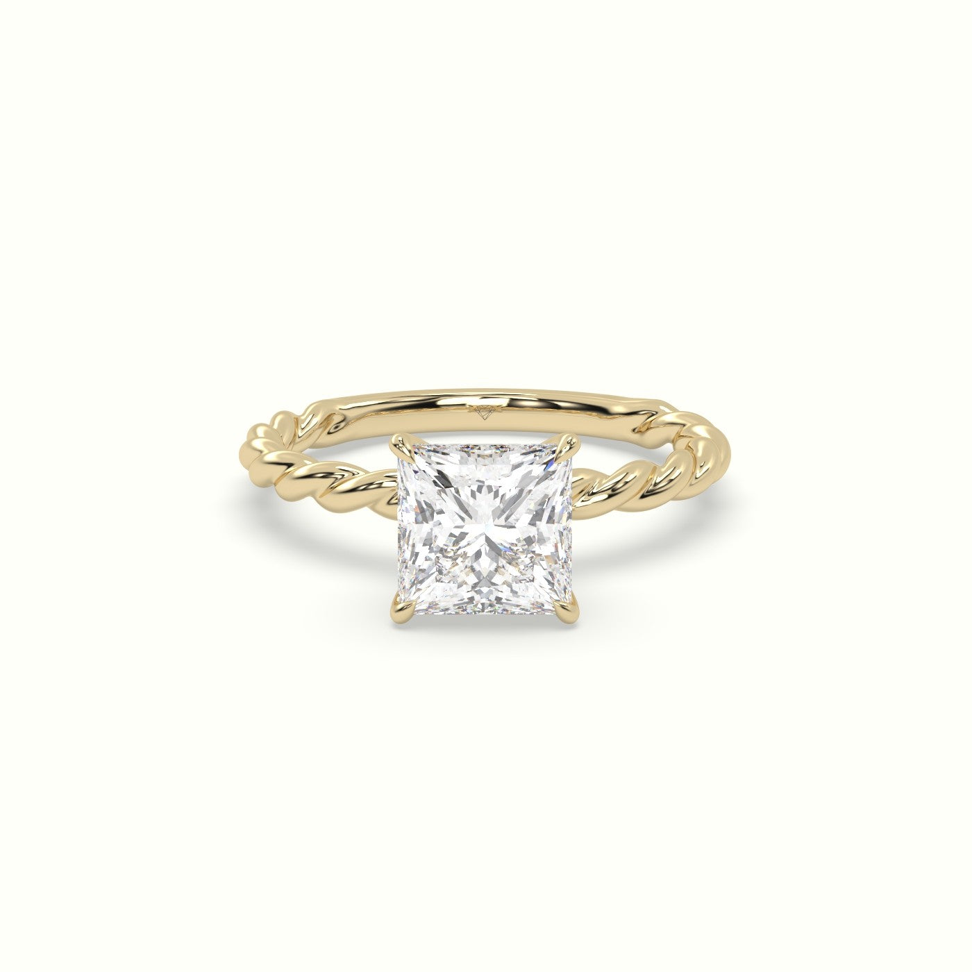 Princess Cut Diamond Solitaire Engagement Ring — Yellow Gold