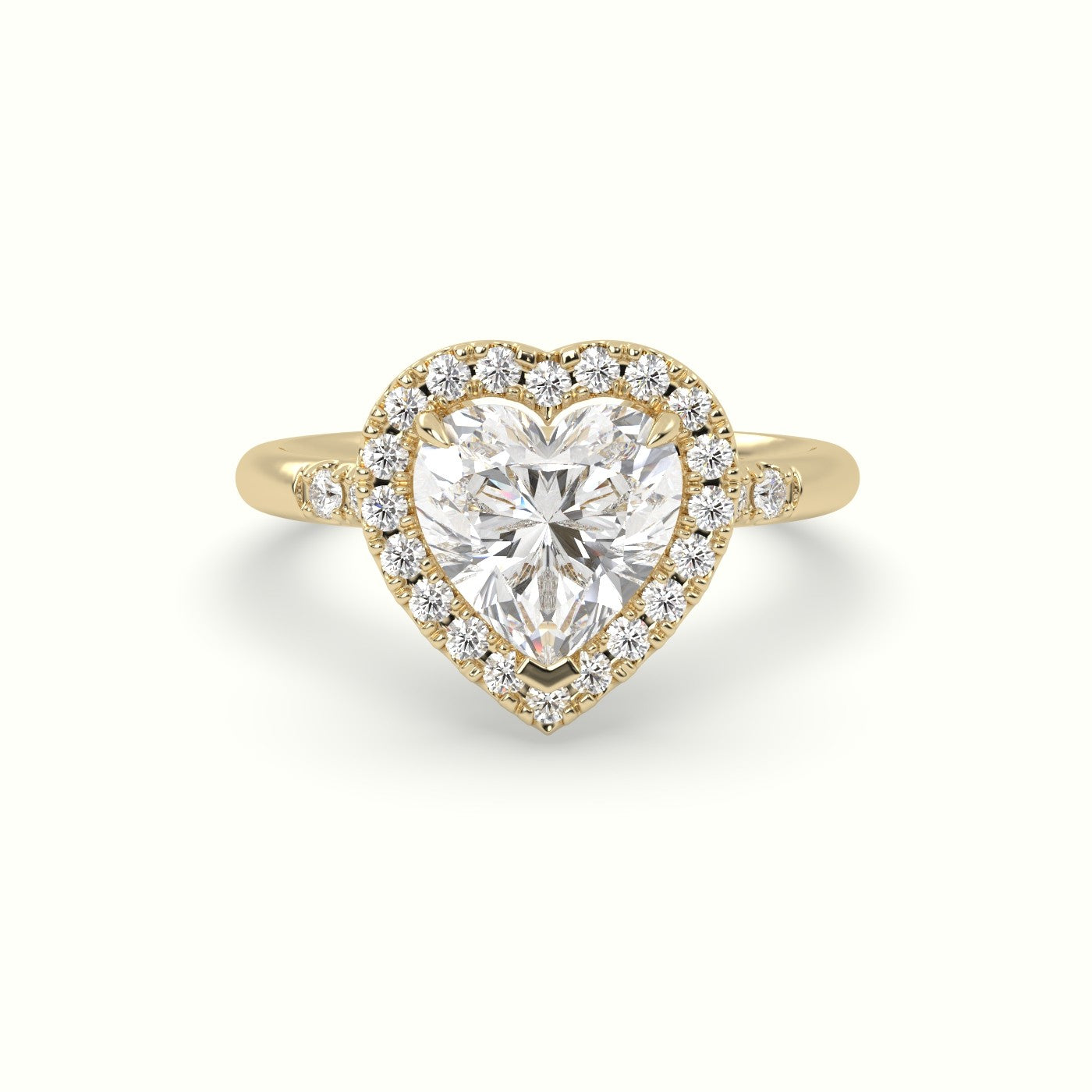Heart Cut Halo Diamond Engagement Ring — Yellow Gold