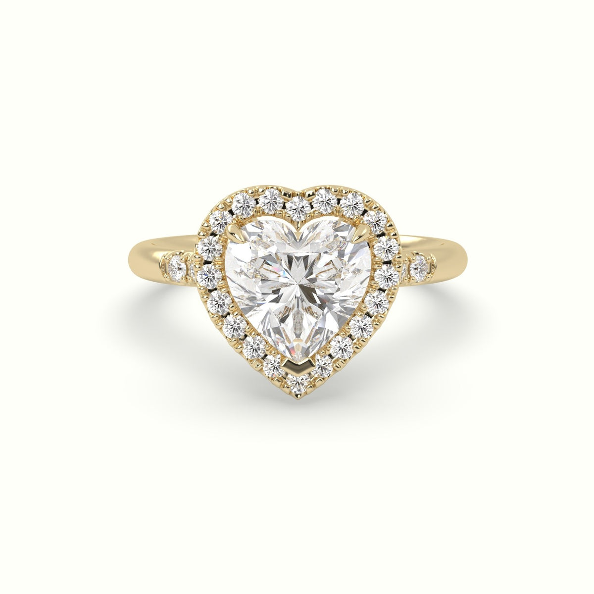 Heart Cut Halo Diamond Engagement Ring — Yellow Gold