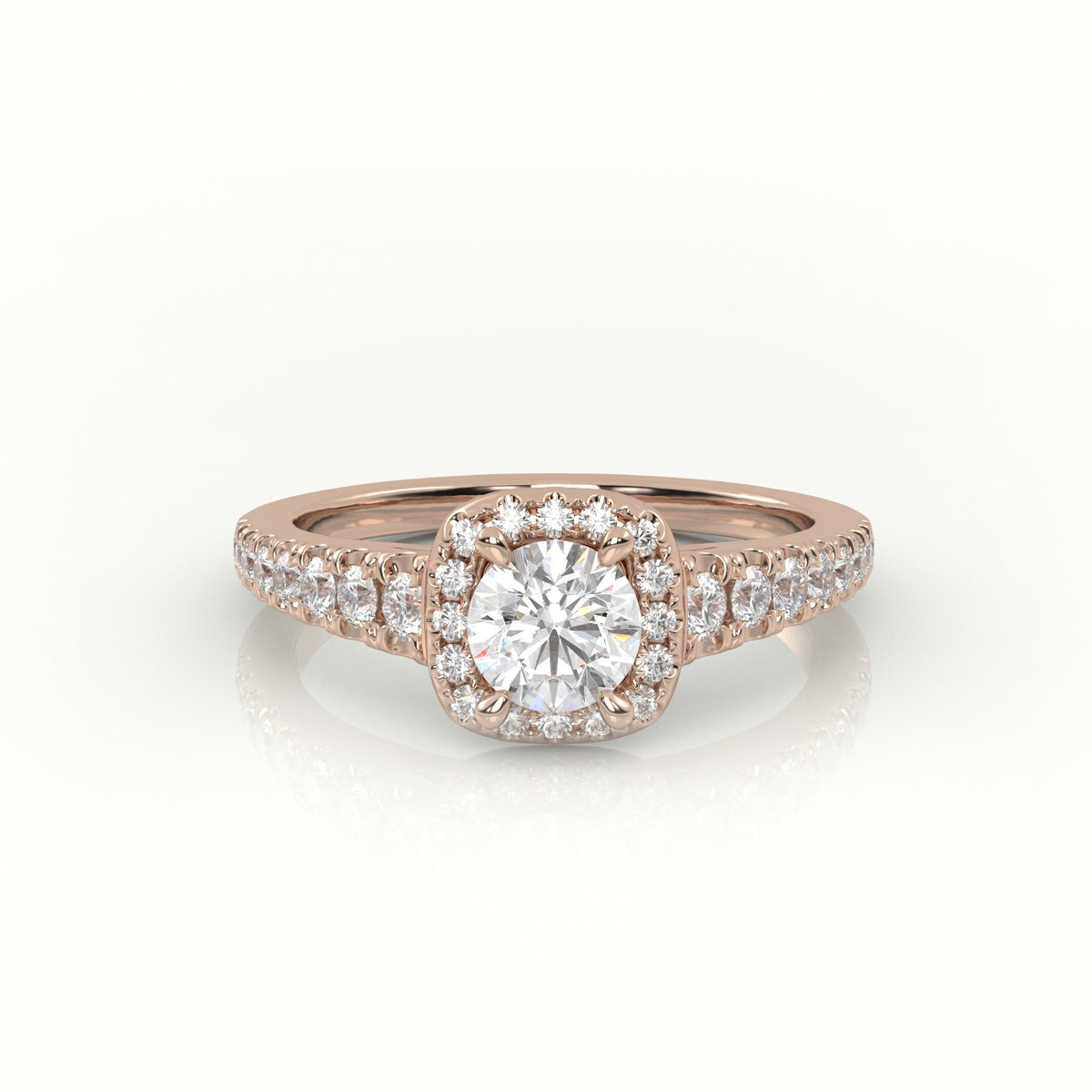Round-Cut Diamond 4 Prongs Scallop Setting Engagement Ring — Rose Gold