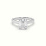 Emerald Cut Diamond Bezel Set Engagement Ring — White Gold
