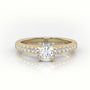Round-Cut Diamond 4 Prong Pave Setting Engagement Ring — Yellow Gold