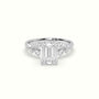 Emerald Diamond Side Stone Engagement Ring — White Gold