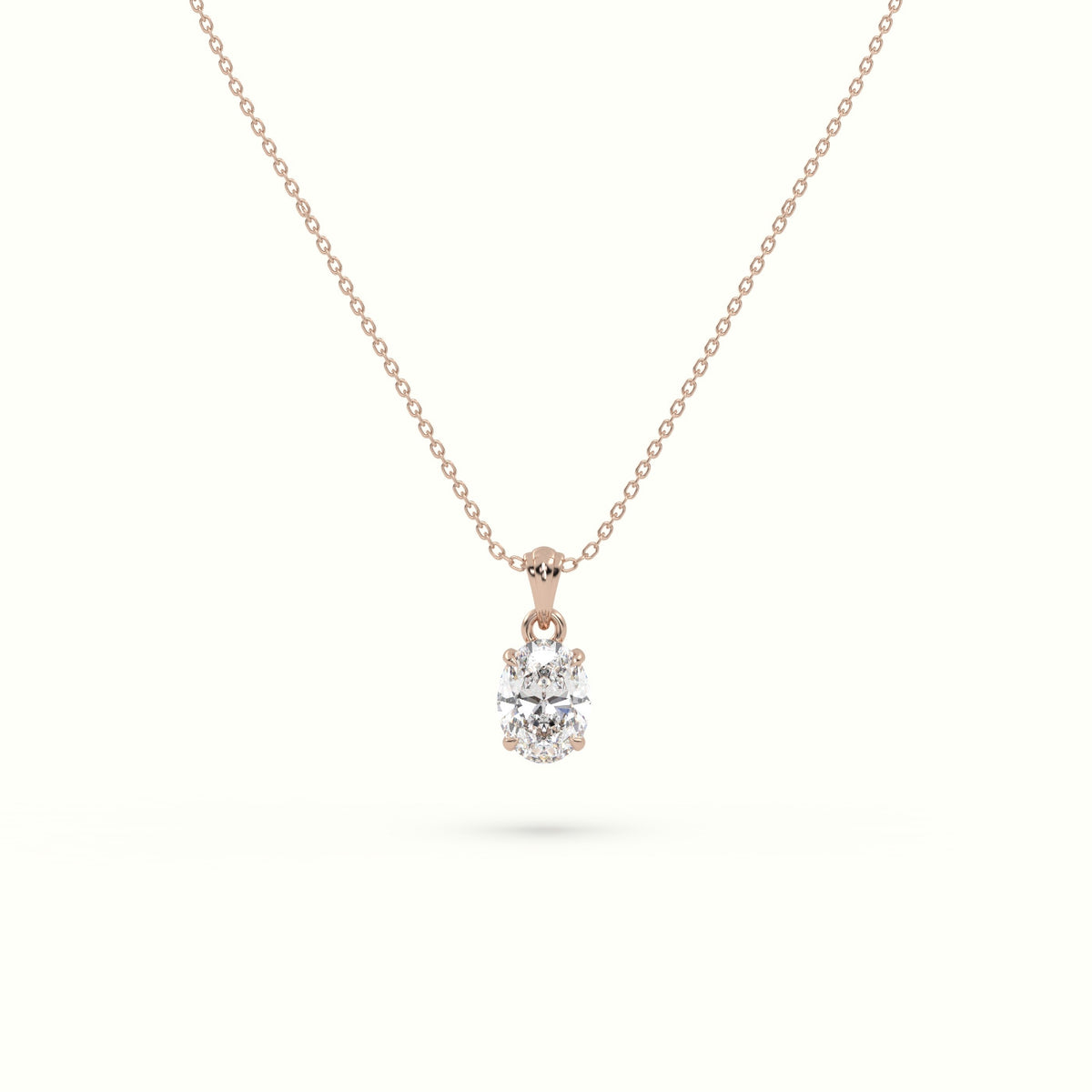 Oval Cut Solitaire Diamond Pendant — Rose Gold