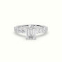 Emerald Cut Diamond Engagement Ring With Side Stones — White Gold