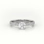Round Cut Diamond 4 Prongs Scallop Setting Engagement Ring — White Gold