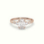 Oval Diamond Solitaire Side Stone Engagement Ring — Rose Gold