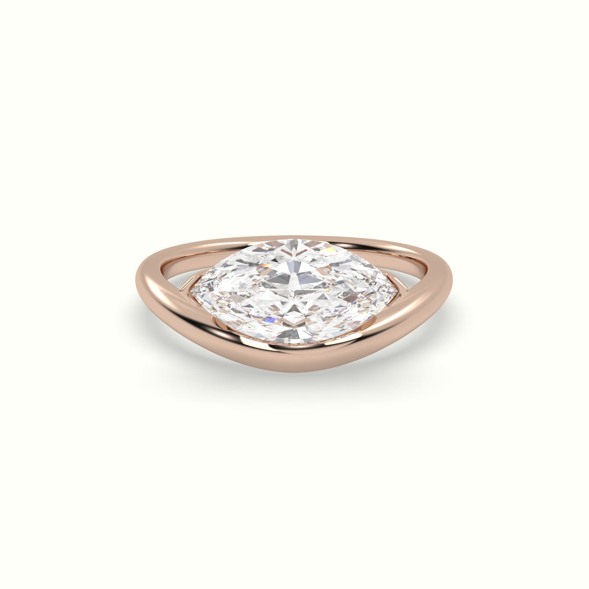 Marquise Diamond Solitaire Bypass Engagement Ring — Rose Gold