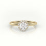 Round-Cut Diamond 4 Prongs Halo Setting Engagement Ring — Yellow Gold