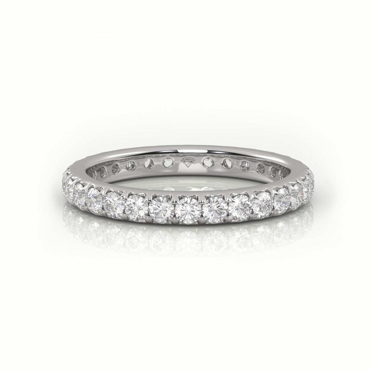 Round Cut Pave Setting Eternity Wedding Band — White Gold