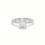 Emerald Cut Diamond Solitaire Engagement Ring — White Gold