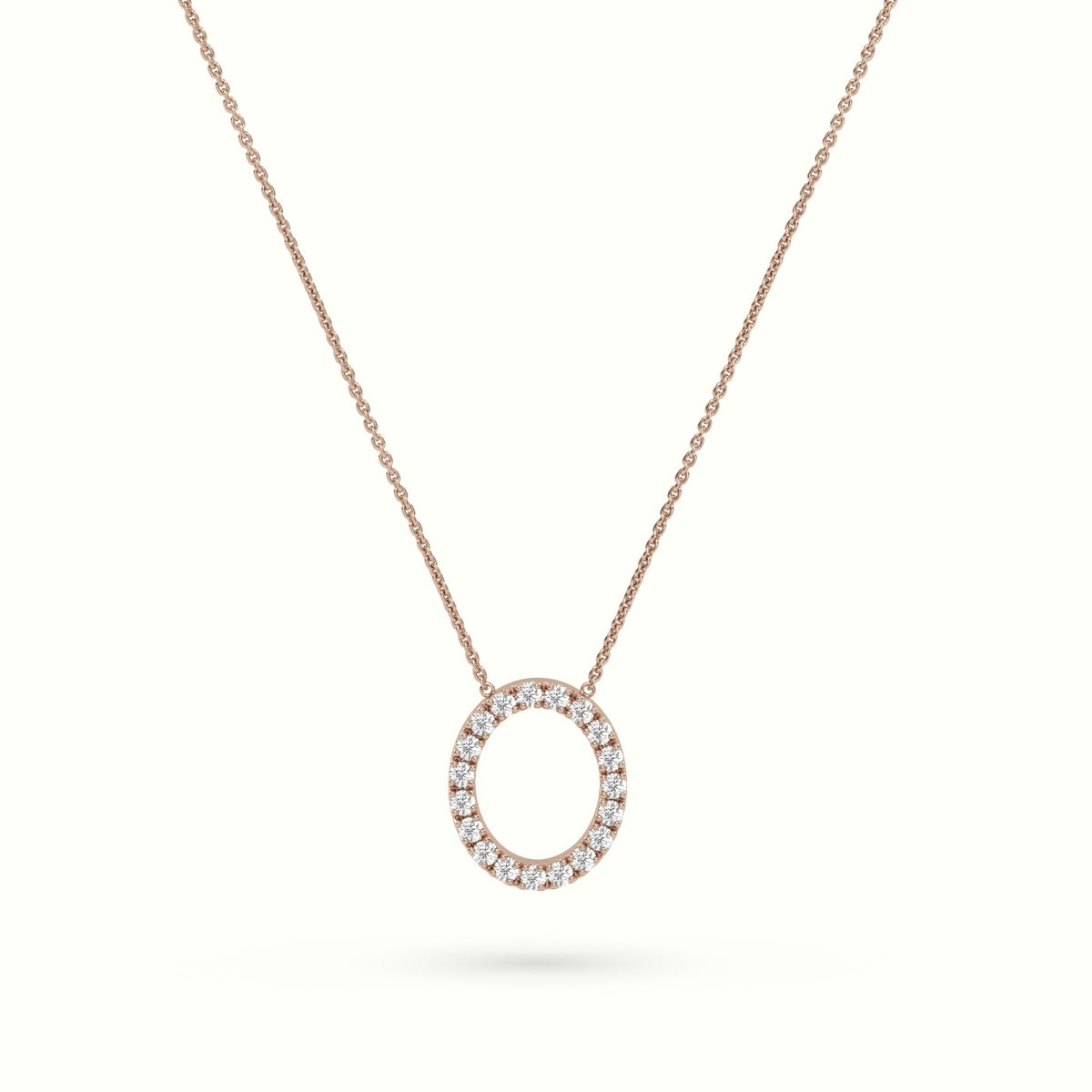 Initial "O" Diamond Necklace - 18k Gold — Rose Gold