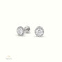 4 Prong Round Lab-Grown Diamond Halo Stud Earrings 18K White Gold