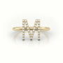 Round Cut Diamonds “M” Initials Monogram Alphabet Ring — Yellow Gold
