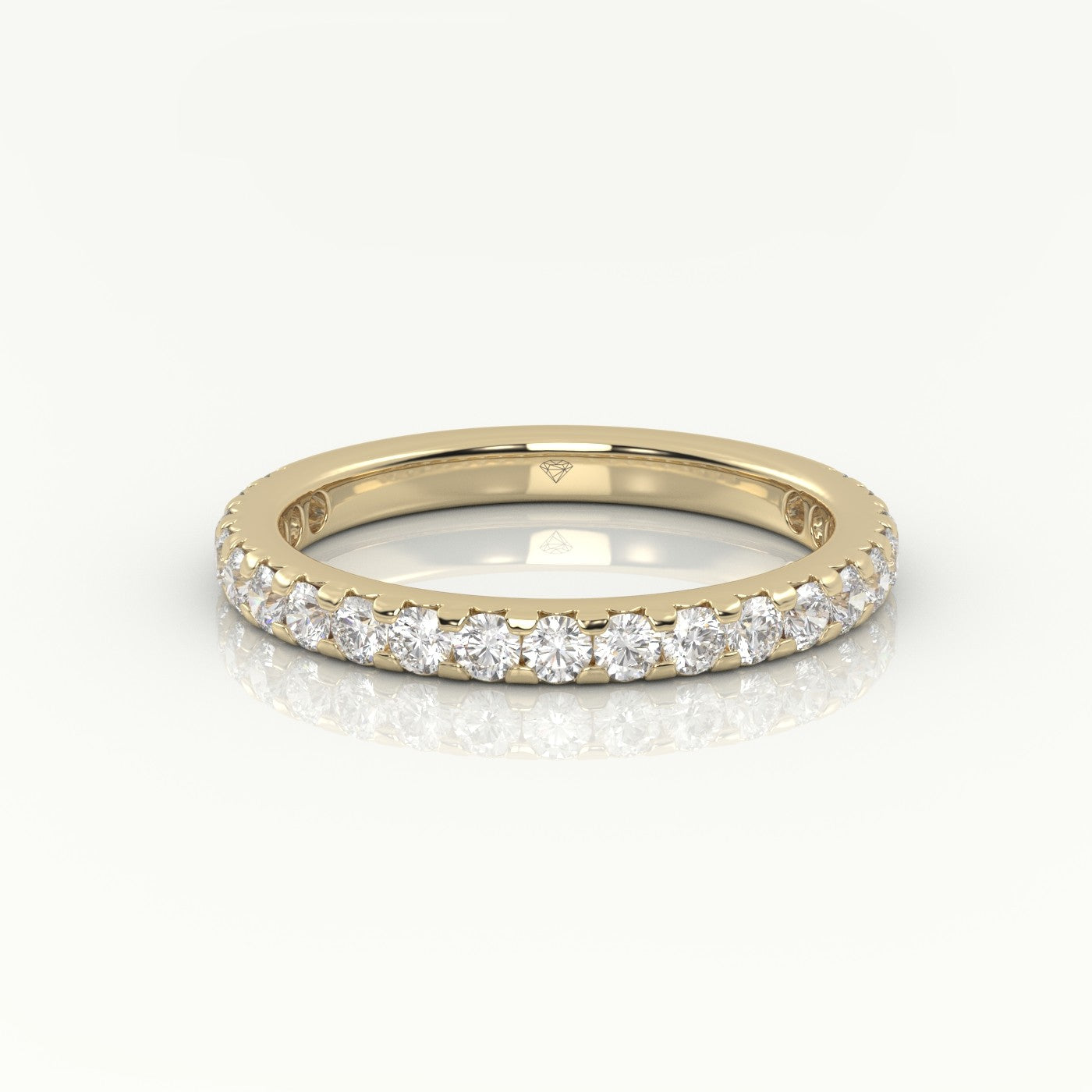 Round Cut Diamond Scallop Setting Eternity Wedding Band — Yellow Gold