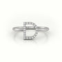 Round Cut Diamonds “D” Initials Monogram Alphabet Ring — White Gold