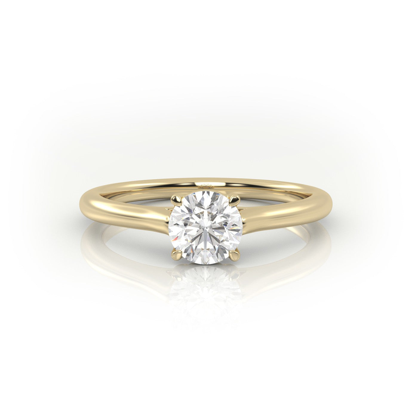 Round Cut Solitaire Diamond Engagement Ring — Yellow Gold