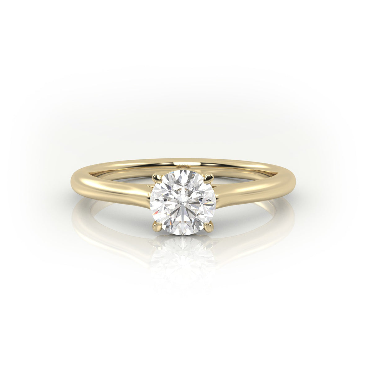 Round Cut Solitaire Diamond Engagement Ring — Yellow Gold