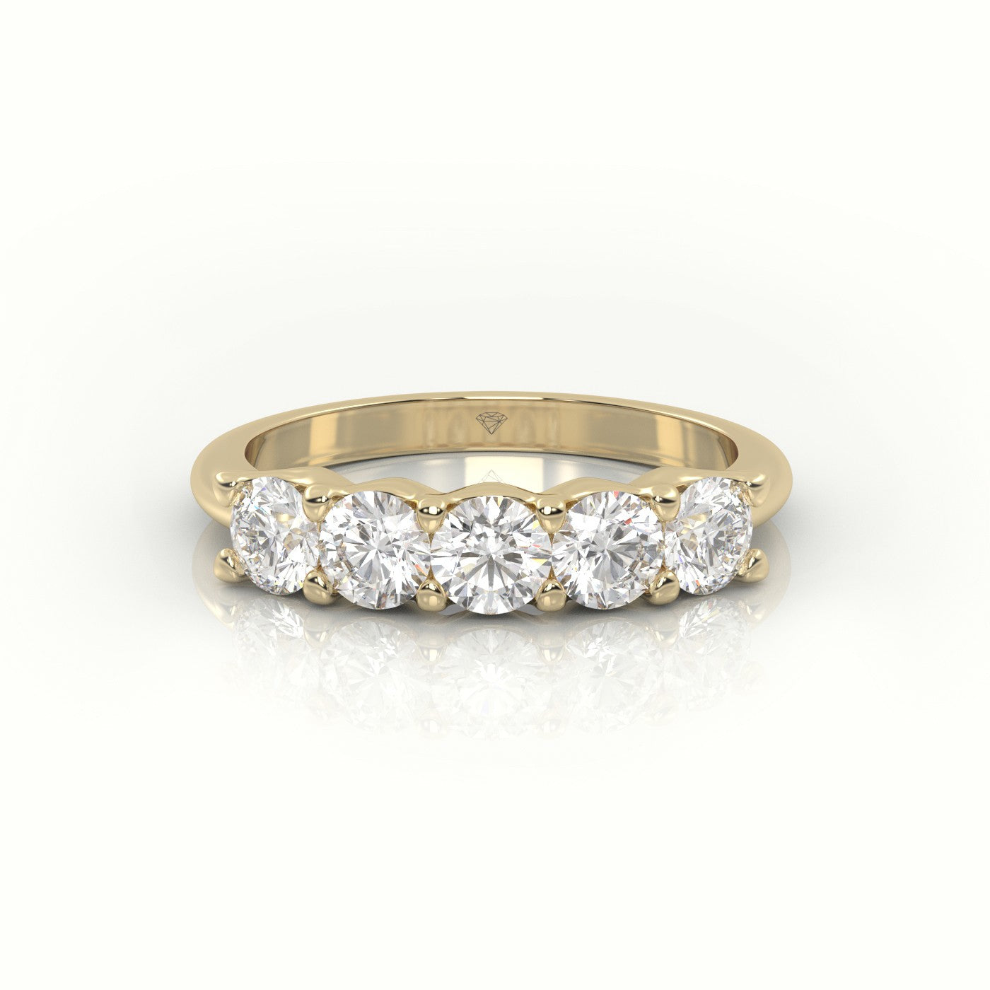 Round Diamonds Scallop Setting Half-Eternity Wedding Band — Yellow Gold