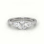 Cushion Cut Diamond 4 Prongs Side Stone Engagement Ring — White Gold
