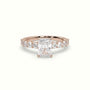 Radiant Cut Diamond Engagement Ring With Side Stones — Rose Gold