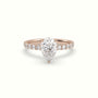 Pear Cut Hidden Halo Side Stone Engagement Ring — Rose Gold