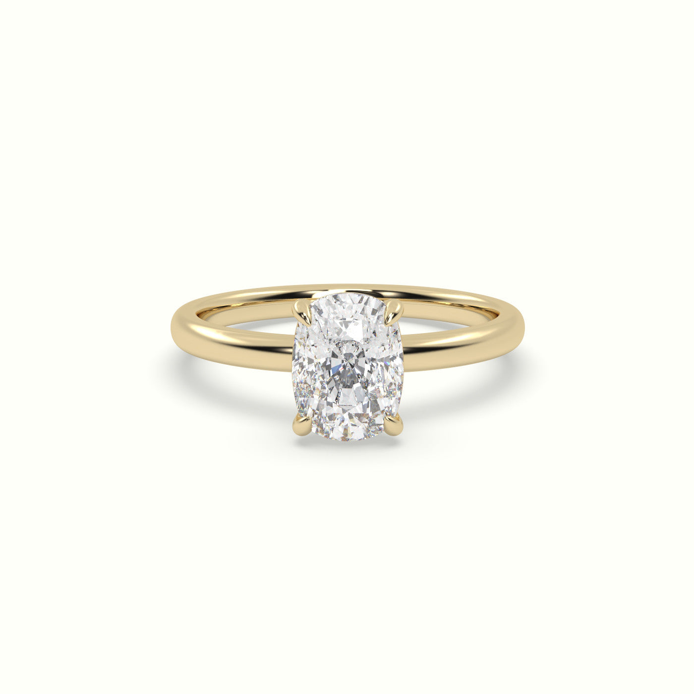 Cushion Solitaire Engagement Ring — Yellow Gold