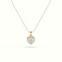 Heart Cut Solitaire Halo Diamond Pendant — Yellow Gold