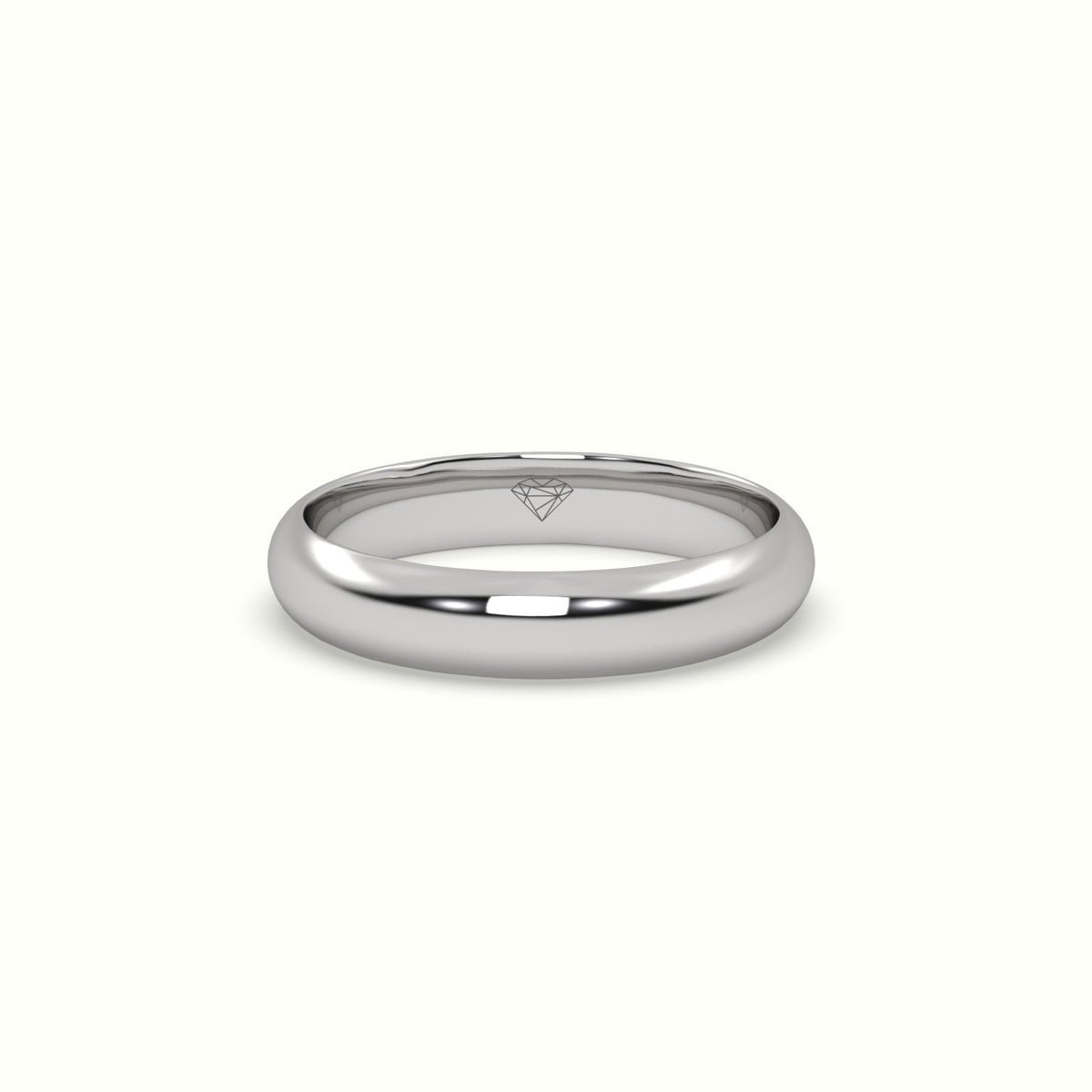 Traditional D Shape Flat Profile Wedding Band — White Gold